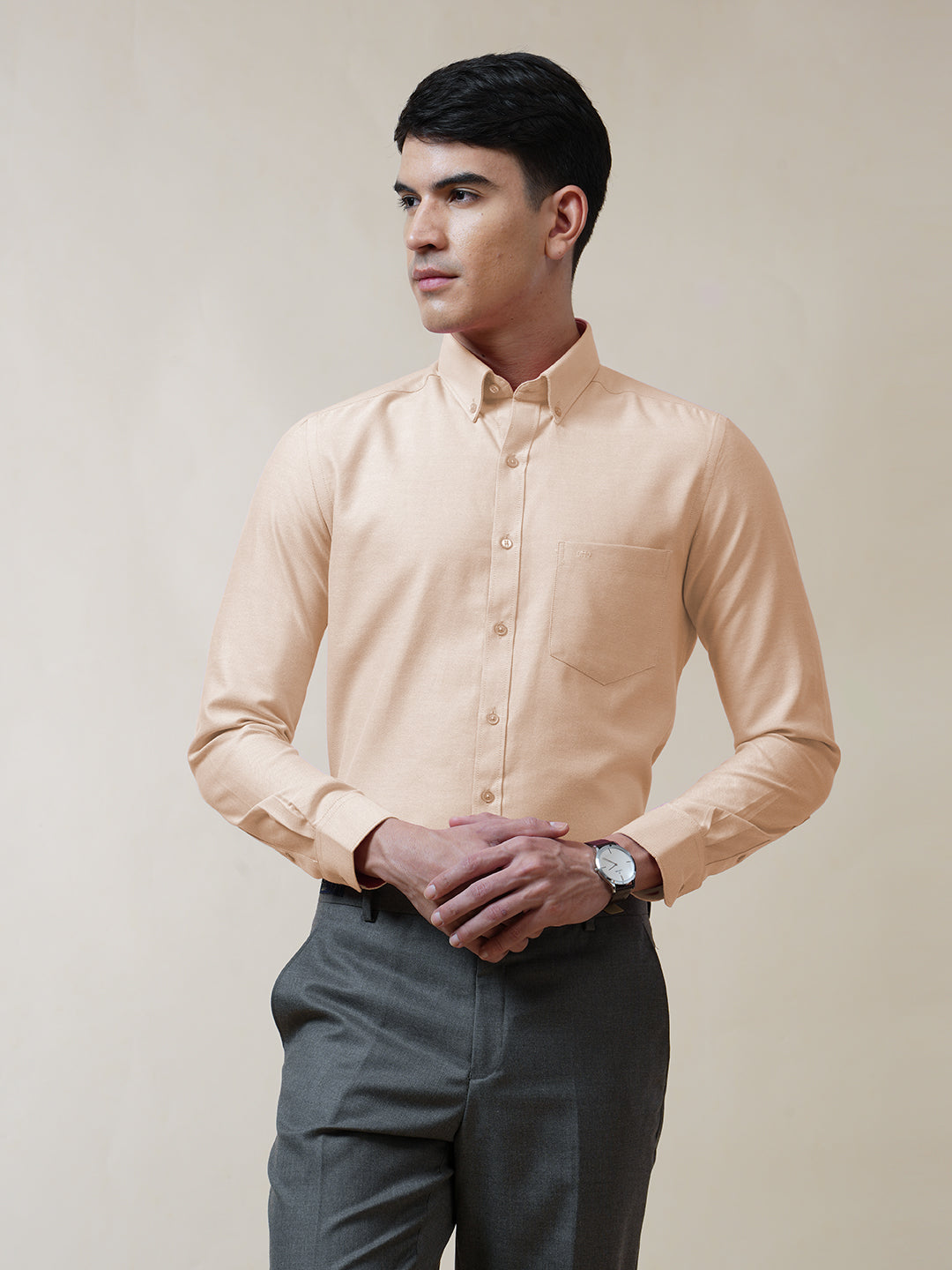 Light Peach Oxford Solid Shirt