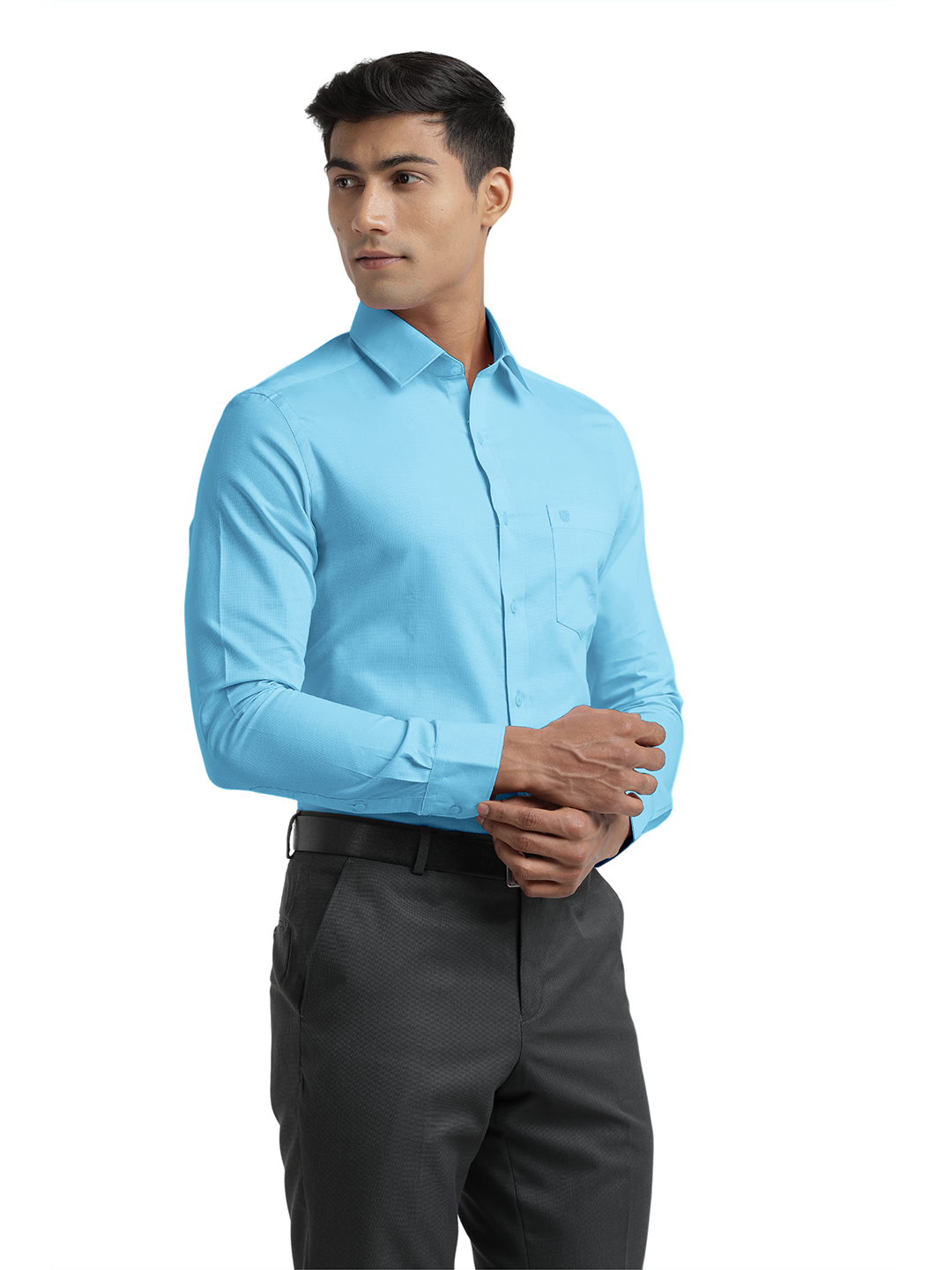 Sky Blue Micro Dobby Solid Shirt