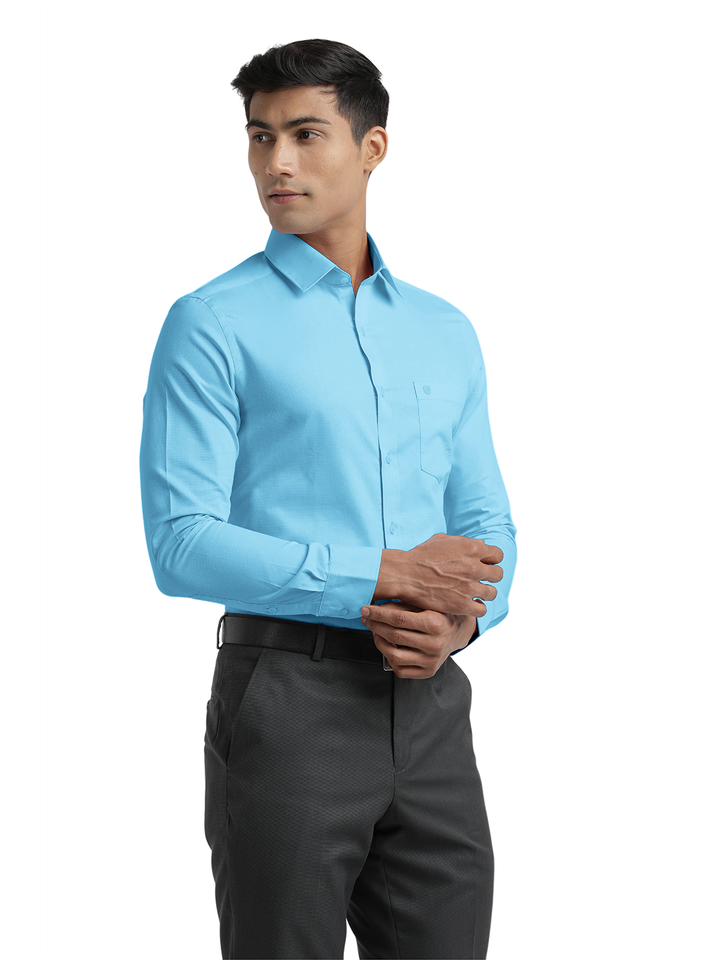 Sky Blue Micro Dobby Solid Shirt