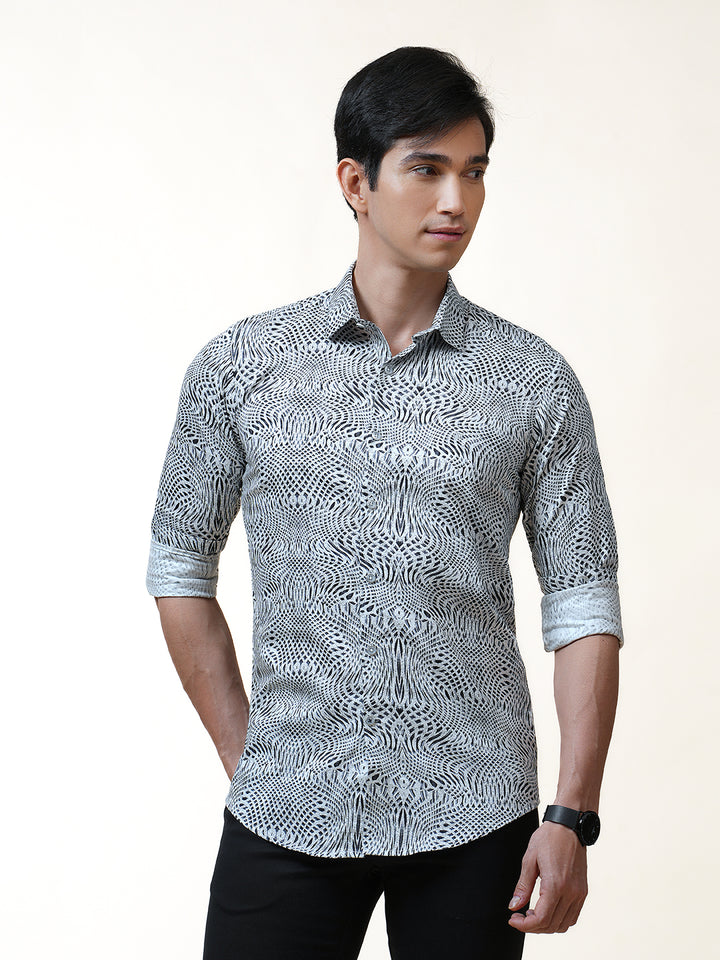 Black Monochrome Abstract Printed Shirt