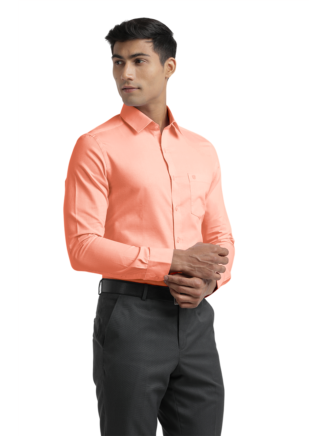 Peach Micro Dobby Solid Shirt