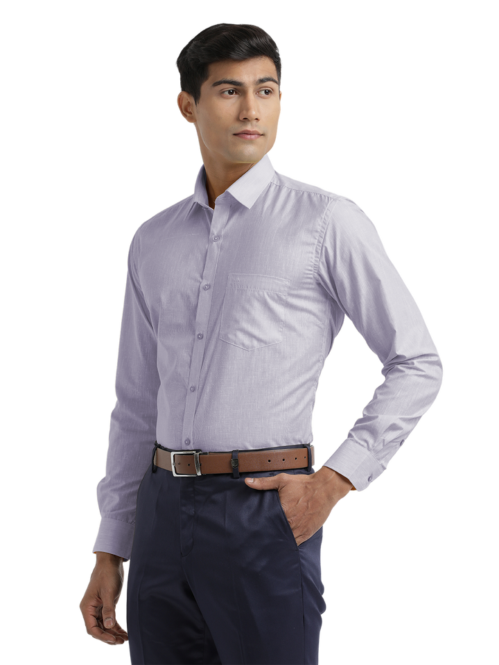 Lavender Poly Cotton Solid Shirt