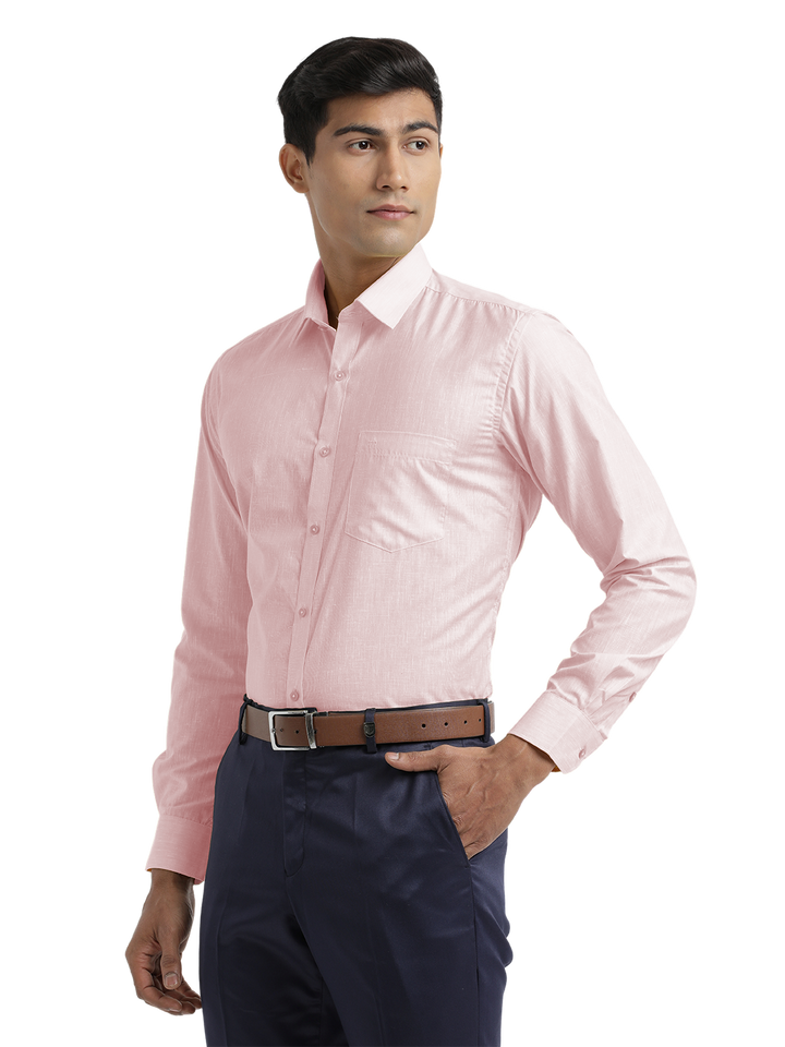 Baby Pink Poly Cotton Solid Shirt