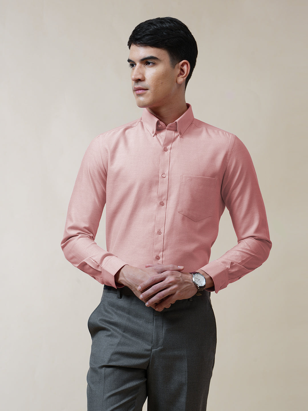 Coral Pink Oxford Solid Shirt