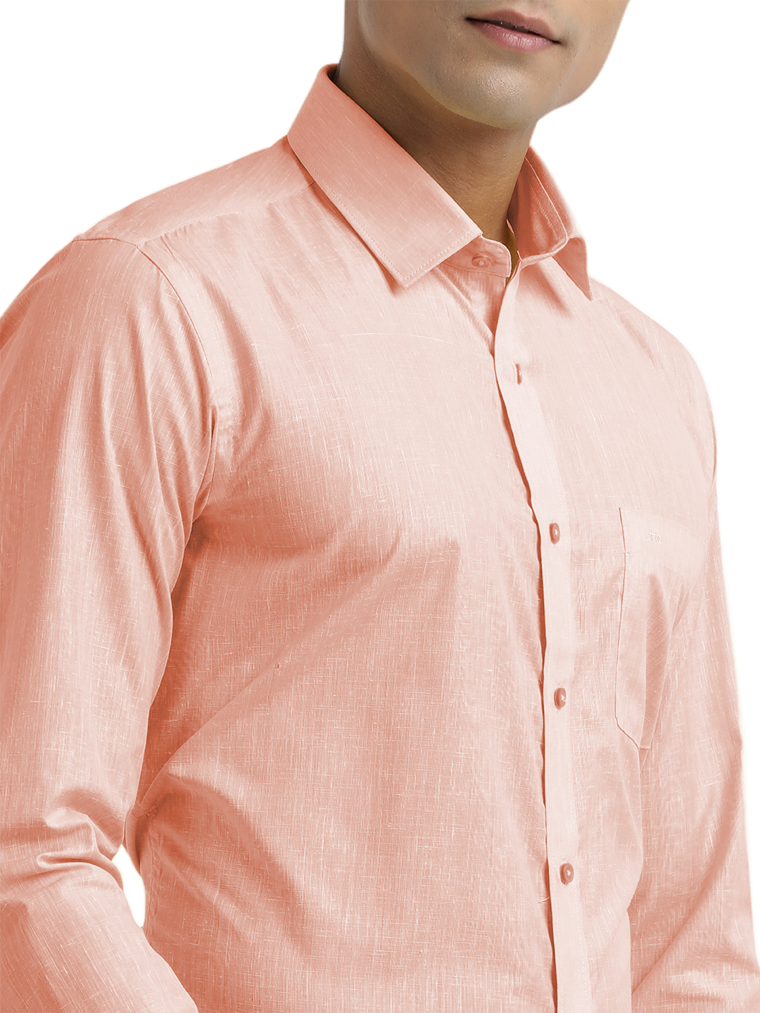 Peach Poly Cotton Solid Shirt