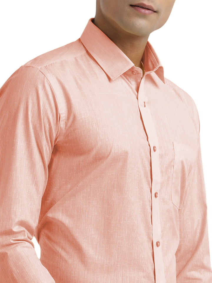 Peach Poly Cotton Solid Shirt