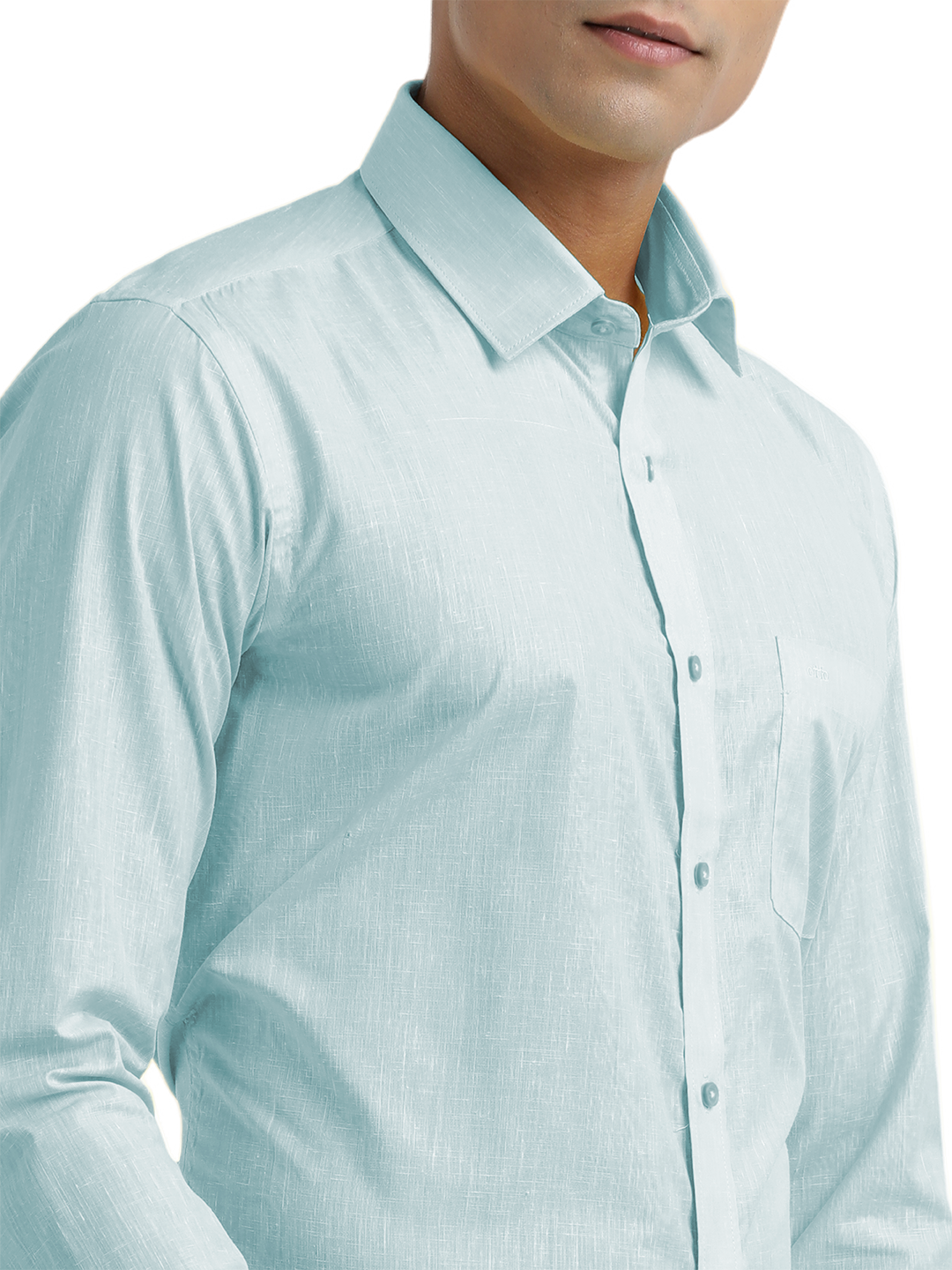 Sky Blue Poly Cotton Solid Shirt