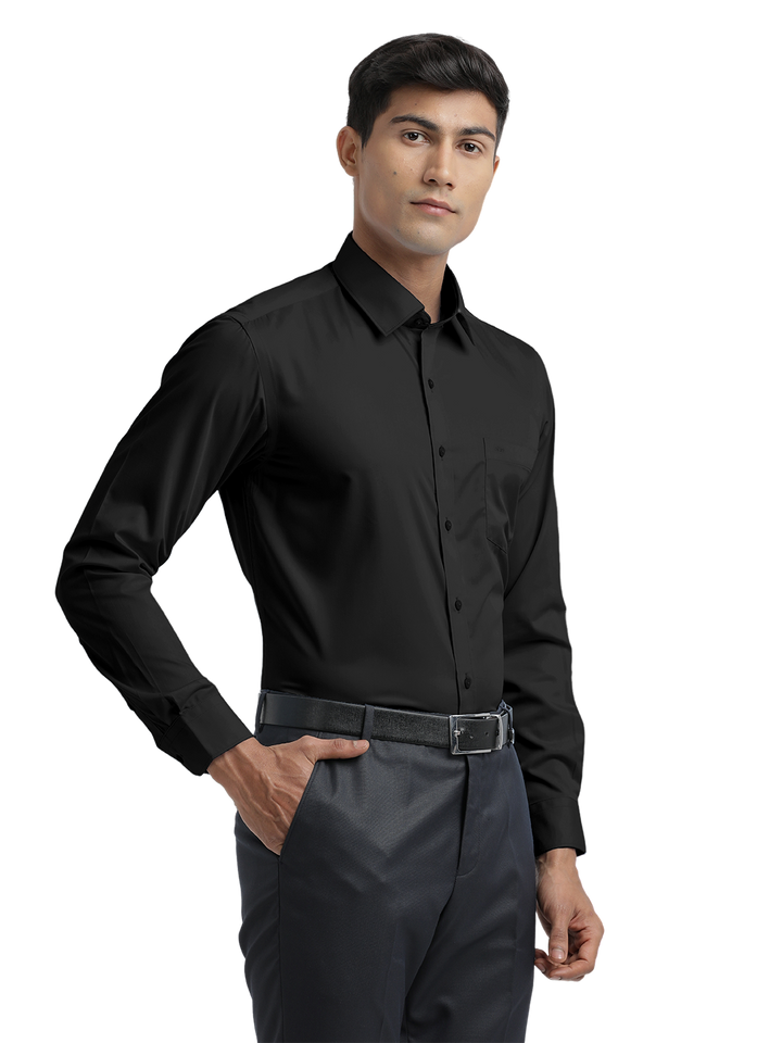 Black Twill Wrinkle Free Solid Shirt