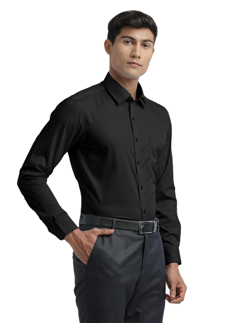 Black Twill Wrinkle Free Solid Shirt