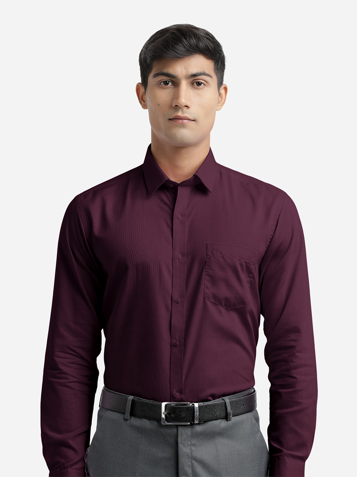 Wine Micro Dobby Solid Shirt