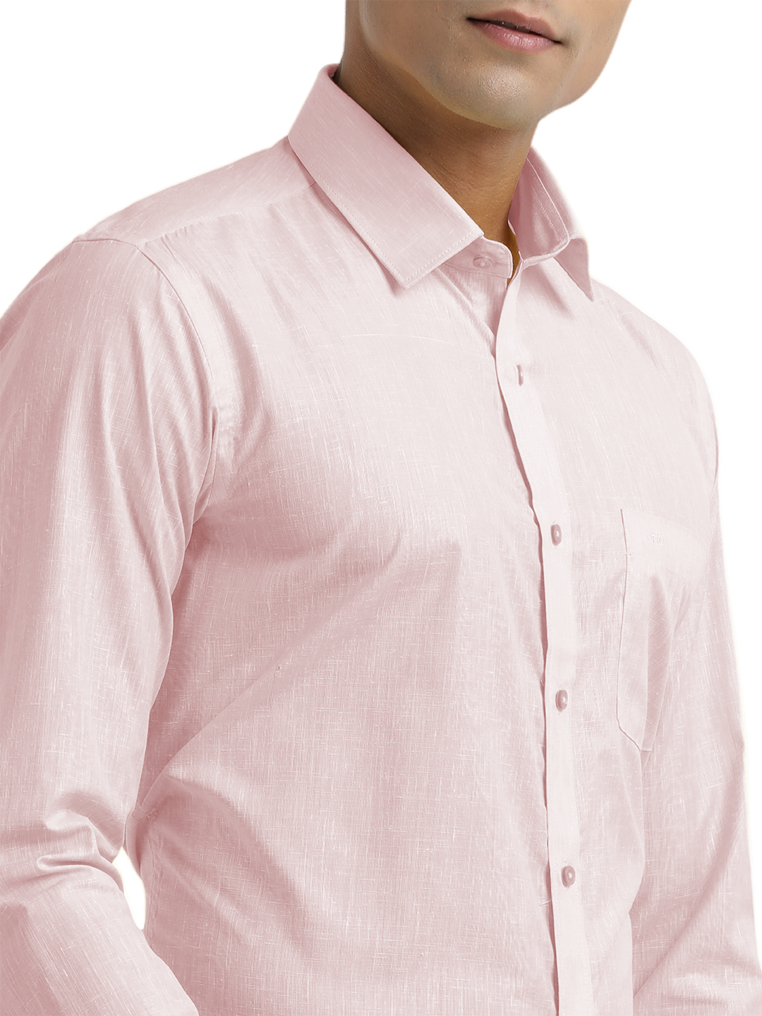 Baby Pink Poly Cotton Solid Shirt