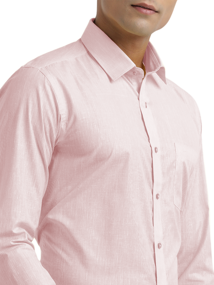 Baby Pink Poly Cotton Solid Shirt