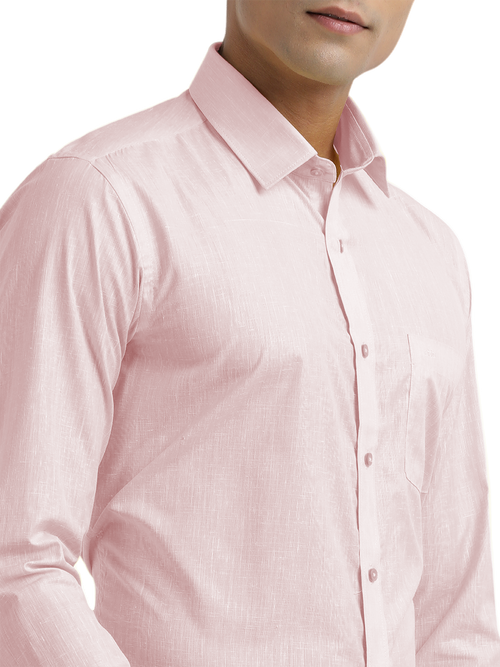 Baby Pink Poly Cotton Solid Shirt