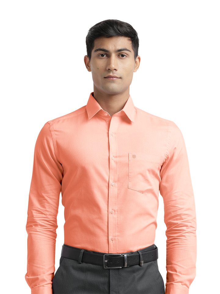 Peach Micro Dobby Solid Shirt