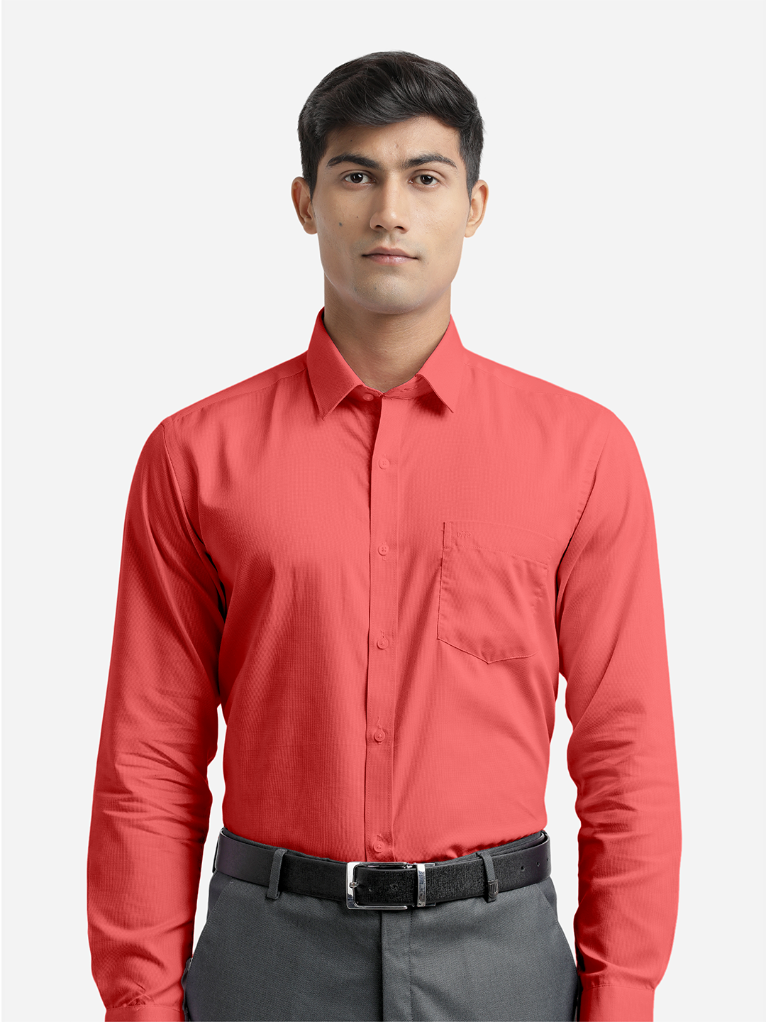 Dark Peach Micro Dobby Solid Shirt