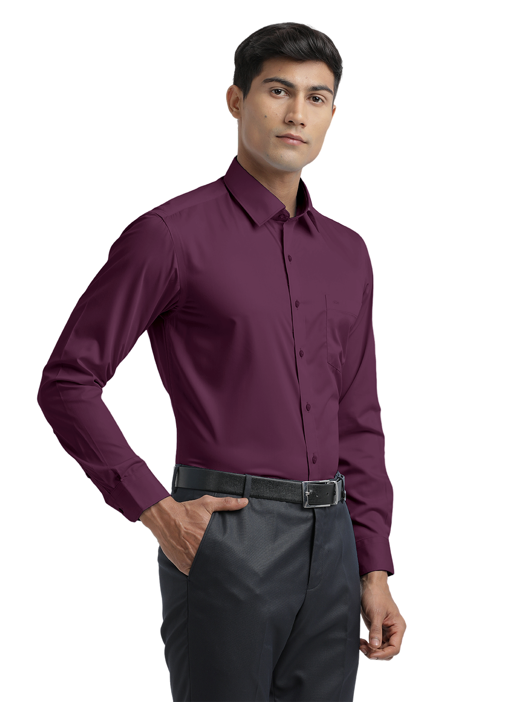 Wine Twill Wrinkle Free Solid Shirt