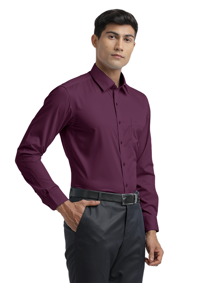 Wine Twill Wrinkle Free Solid Shirt