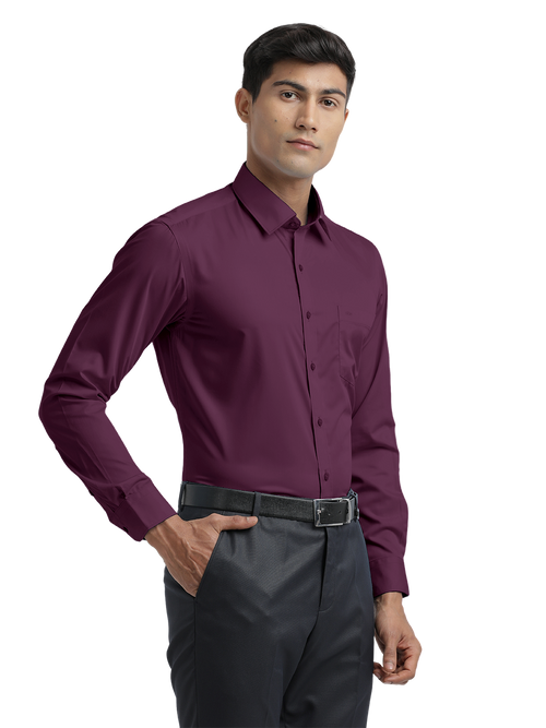 Wine Twill Wrinkle Free Solid Shirt