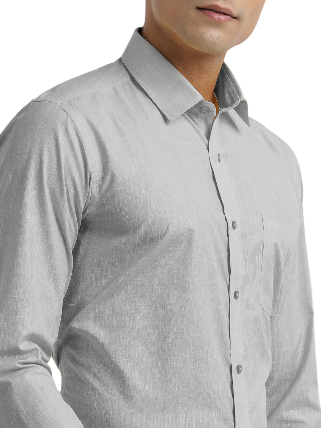 Grey Poly Cotton Solid Shirt