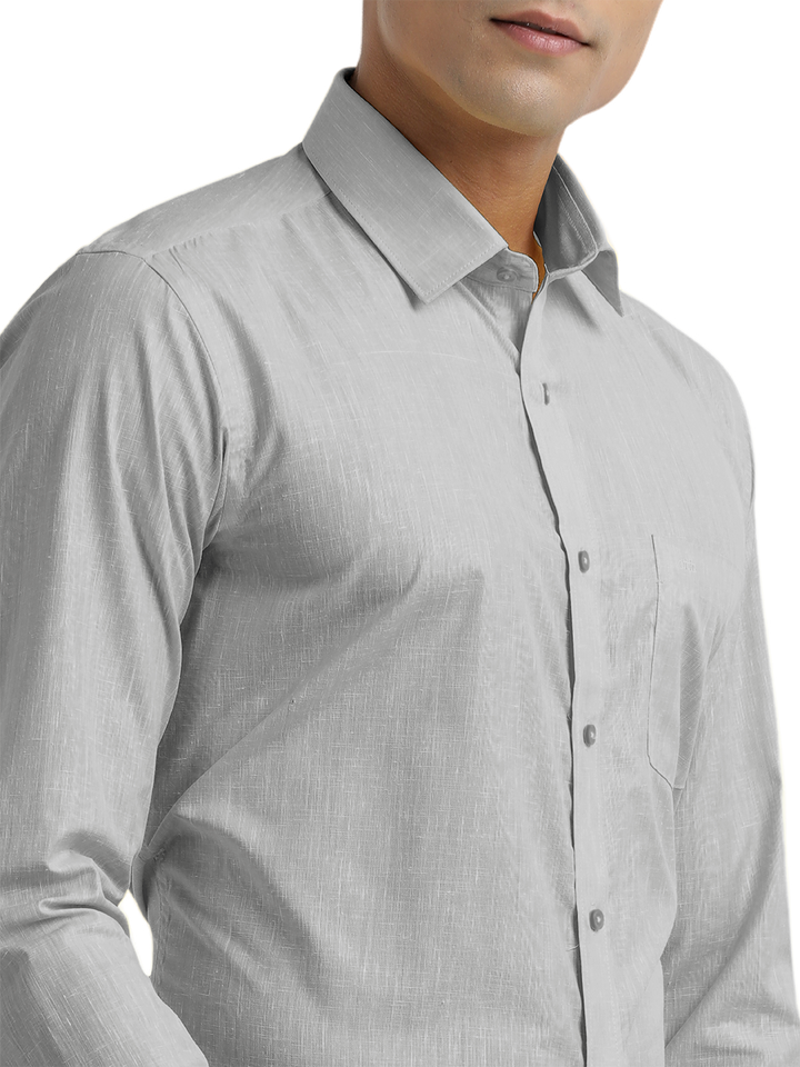 Grey Poly Cotton Solid Shirt