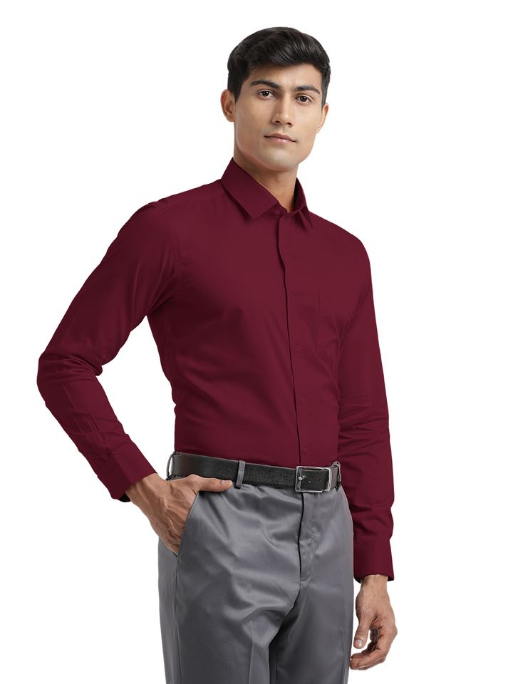 Burgundy Micro Oxford Solid Shirt