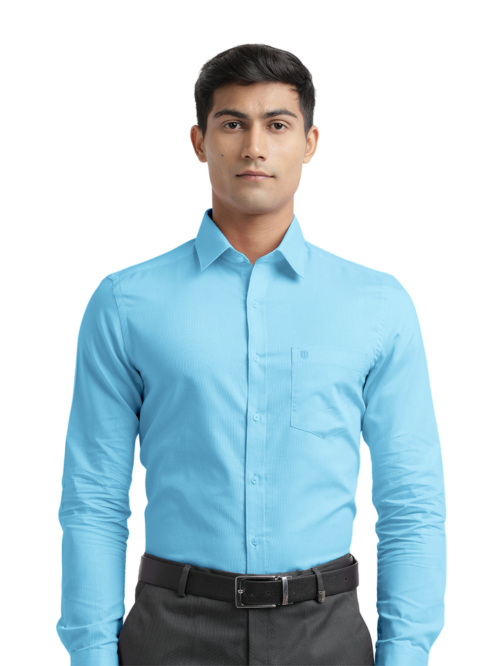 Sky Blue Micro Dobby Solid Shirt