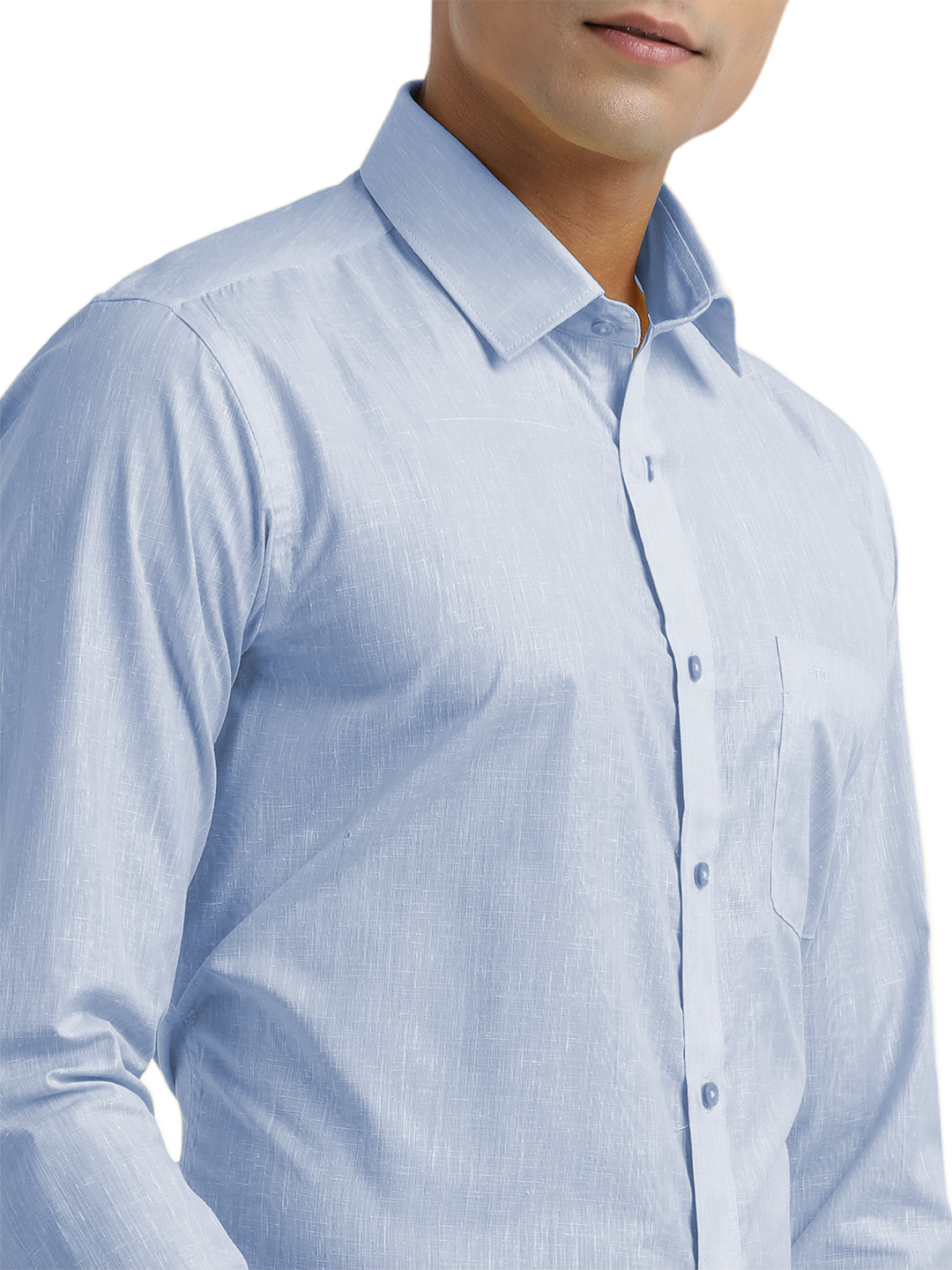 Blue Poly Cotton Solid Shirt