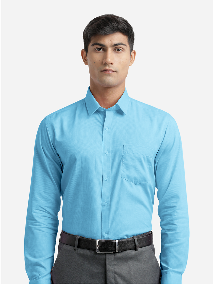 Sky Blue Micro Dobby Solid Shirt