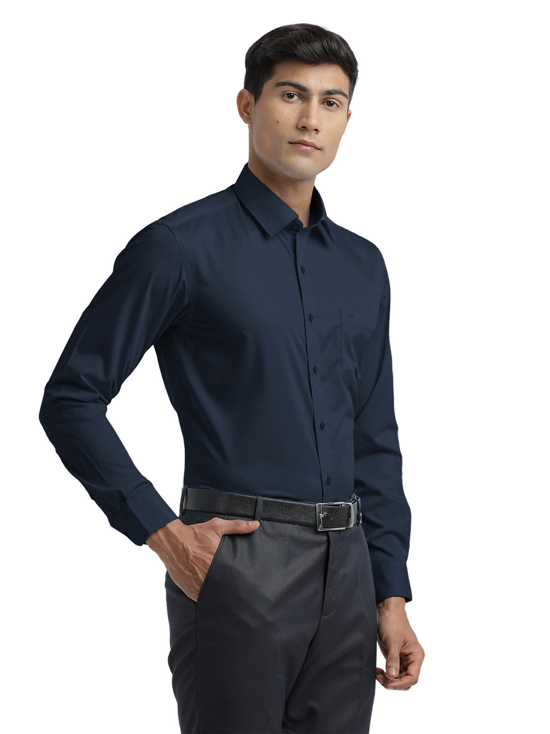 Navy Twill Wrinkle Free Solid Shirt