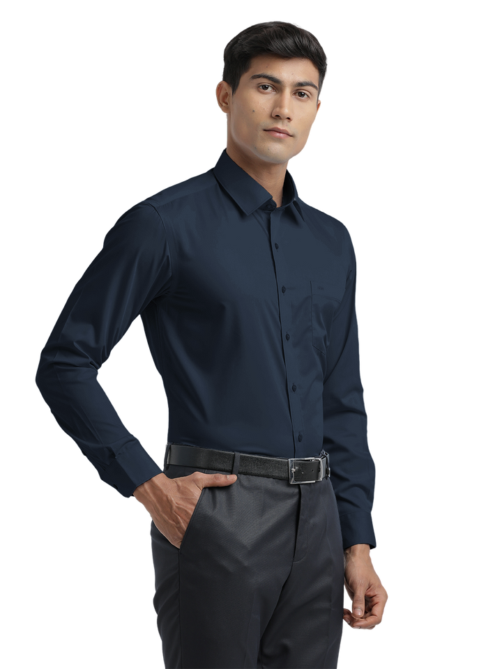 Navy Twill Wrinkle Free Solid Shirt