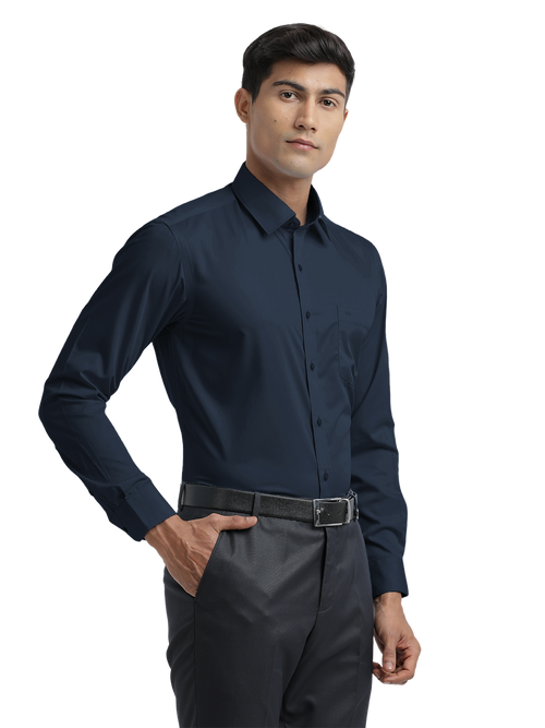 Navy Twill Wrinkle Free Solid Shirt