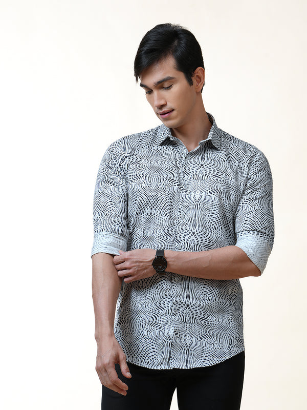 Black Monochrome Abstract Printed Shirt