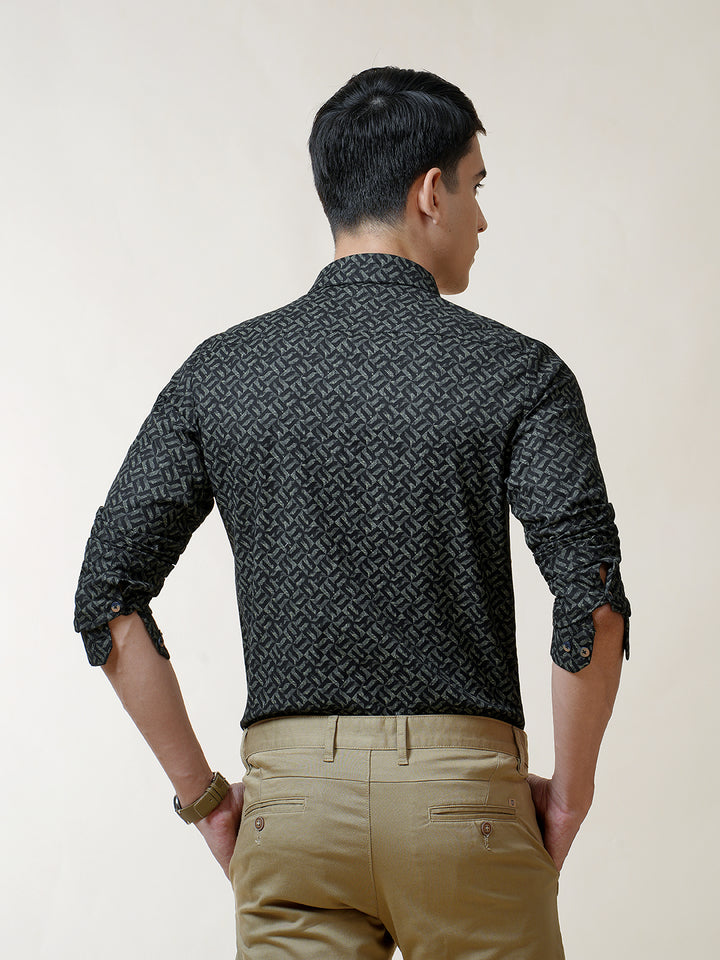 Black Illusive Textured Printed Shirt