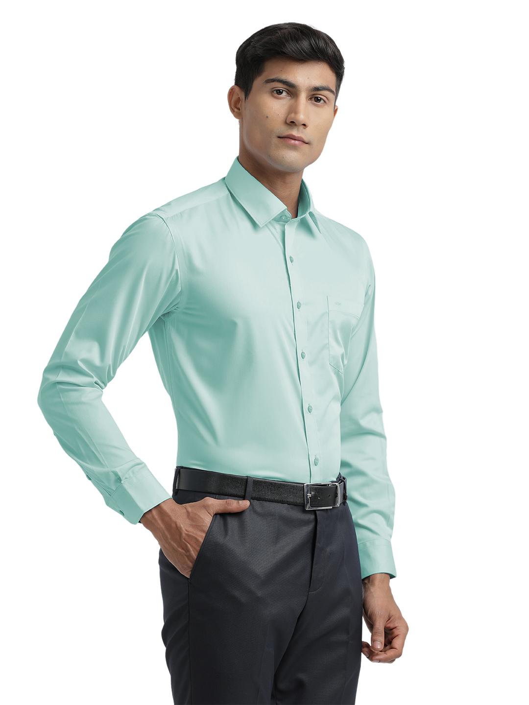 Turquoise Twill Wrinkle Free Solid Shirt