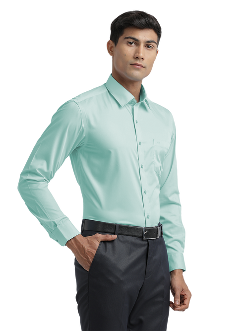 Turquoise Twill Wrinkle Free Solid Shirt