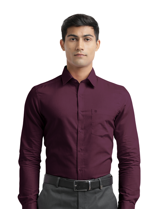 Wine Micro Dobby Solid Shirt