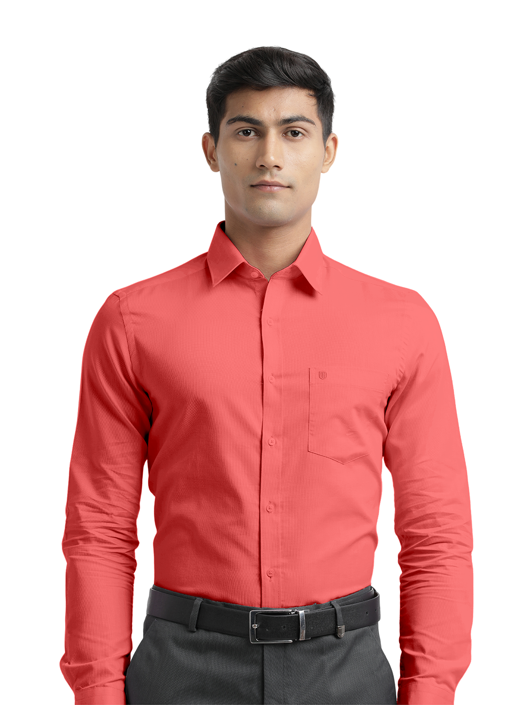 Dark Peach Micro Dobby Solid Shirt