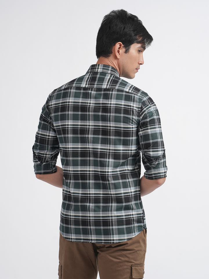 Emerald Green Matt Oxford Checkered Shirt