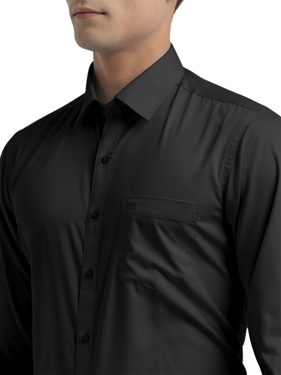 Black Twill Wrinkle Free Solid Shirt