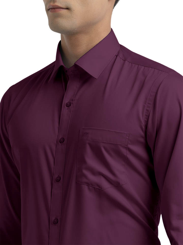 Wine Twill Wrinkle Free Solid Shirt