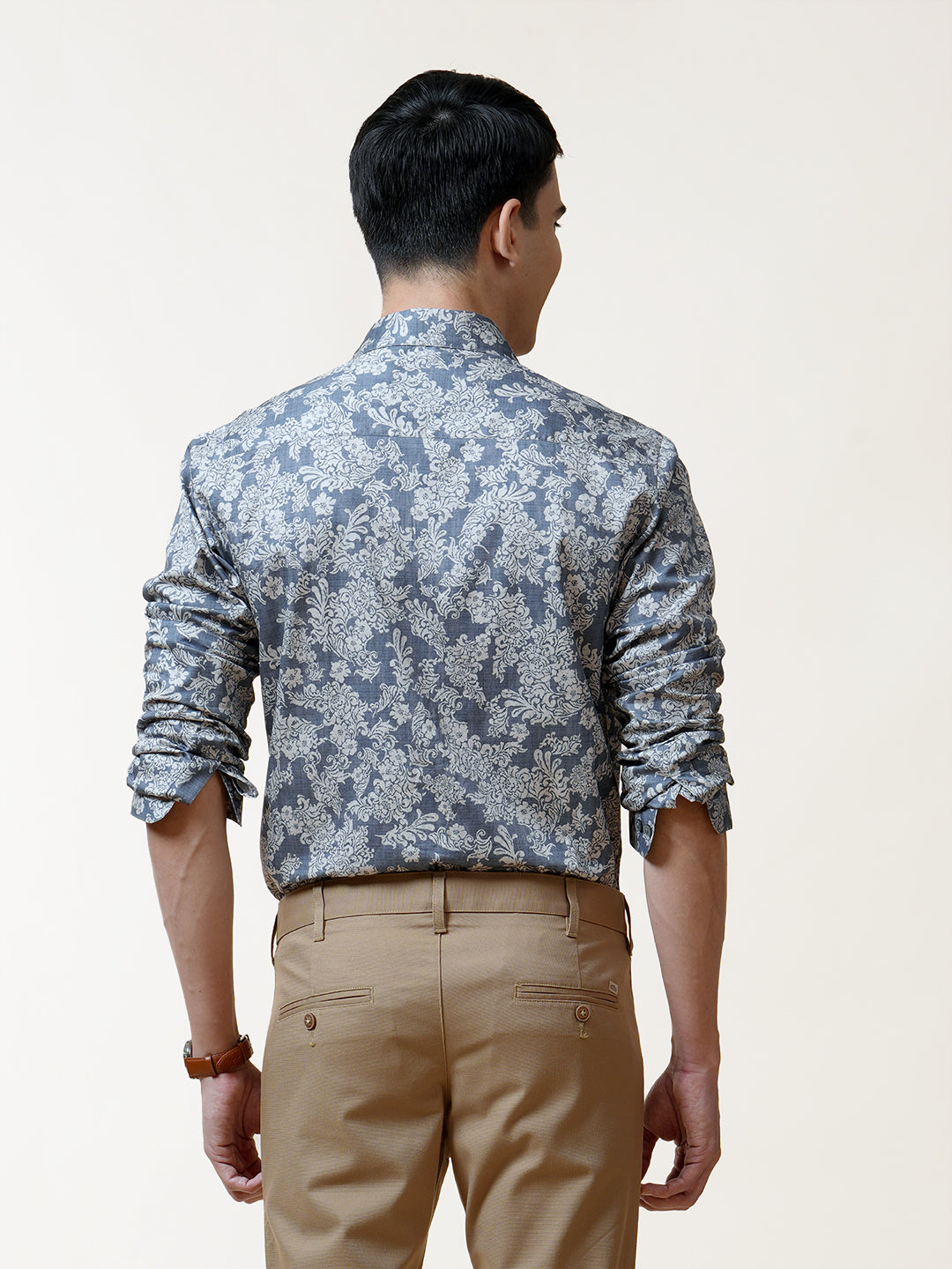 Grey Floral Printed Shirt