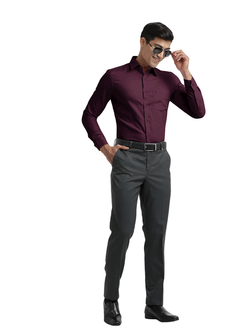 Wine Micro Dobby Solid Shirt