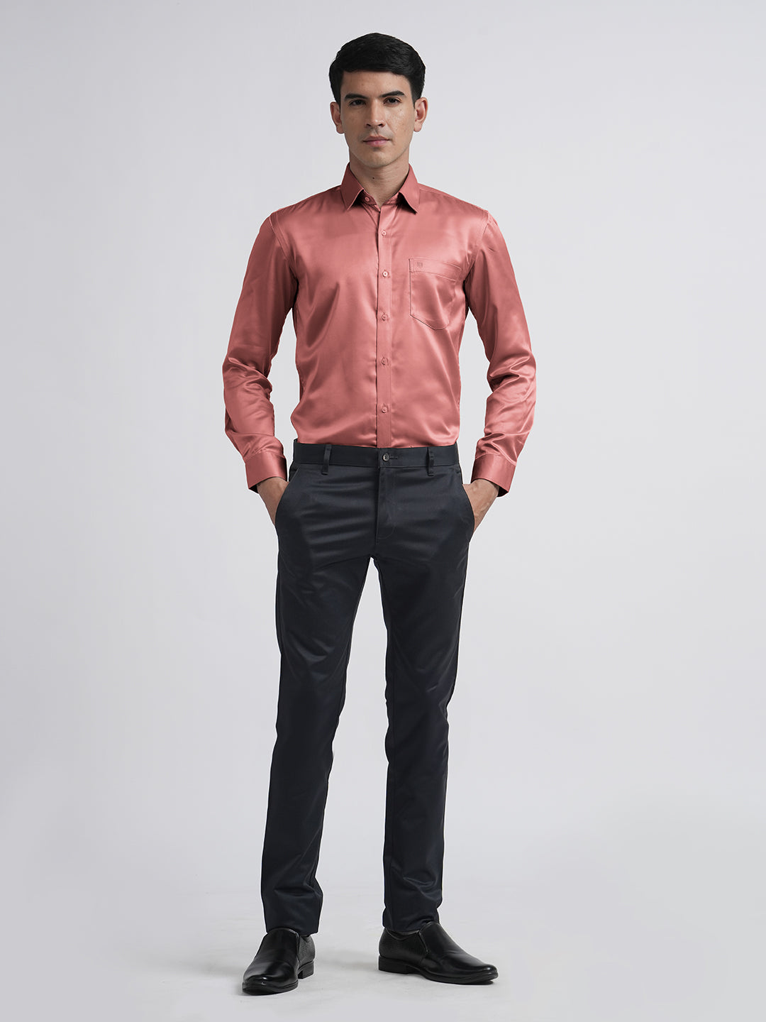 Coral Pink Satin Premium Shirt