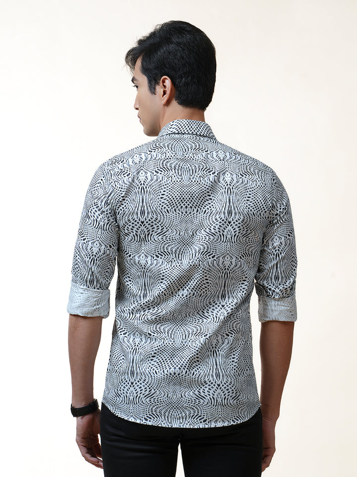 Black Monochrome Abstract Printed Shirt