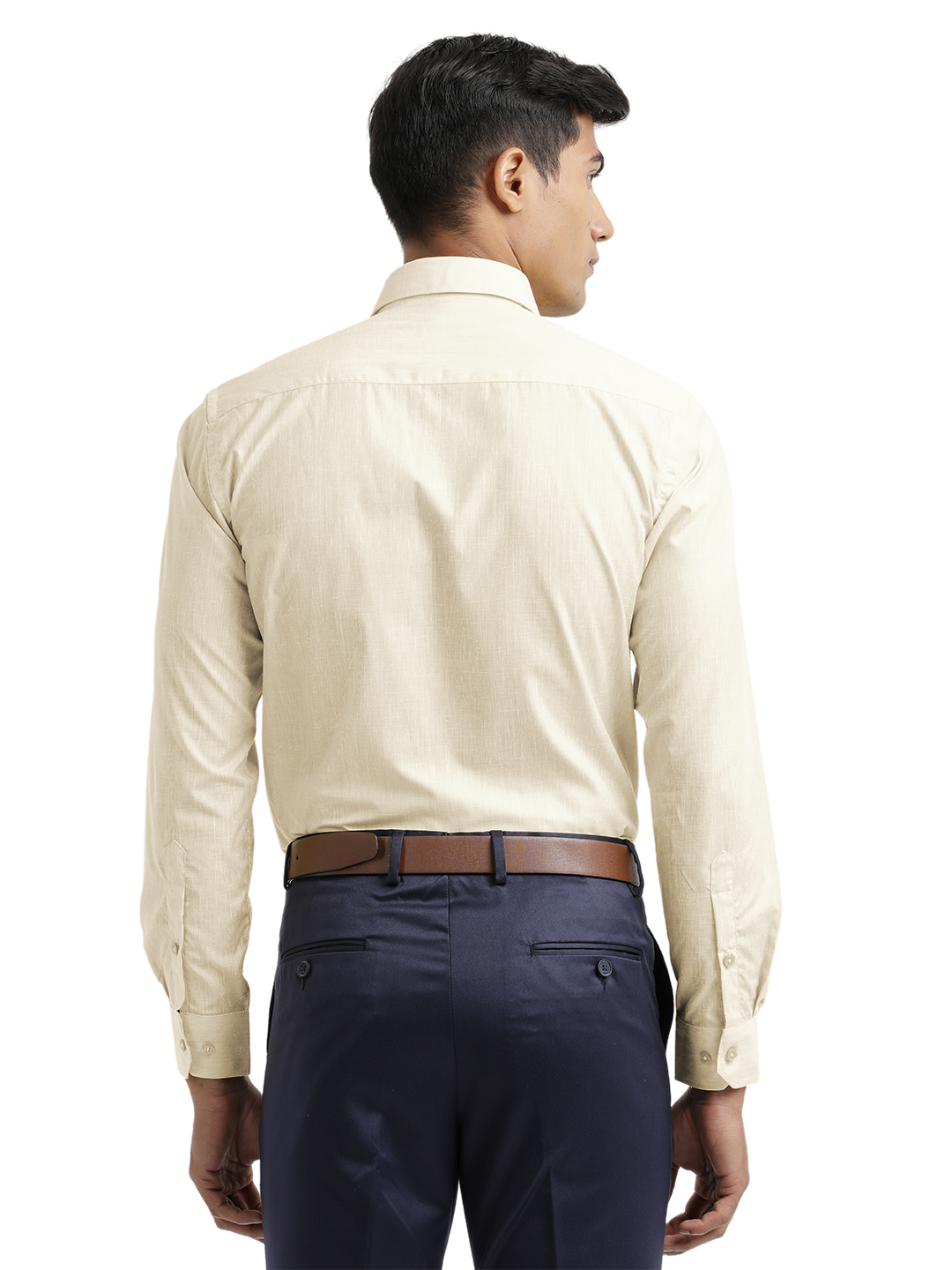 Beige Poly Cotton Solid Shirt