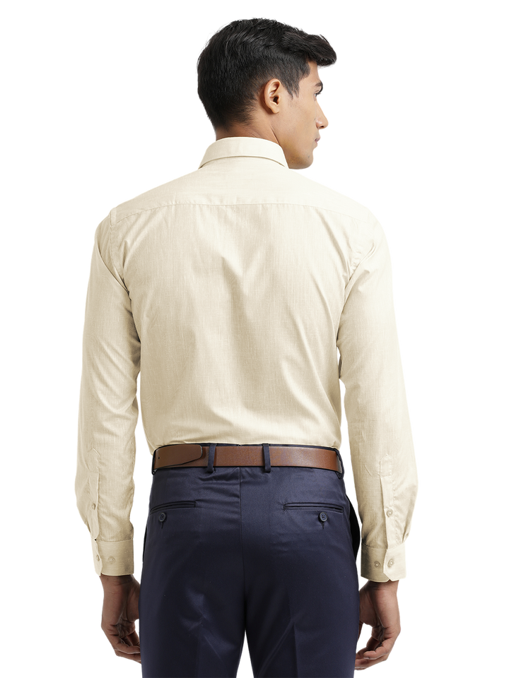 Beige Poly Cotton Solid Shirt