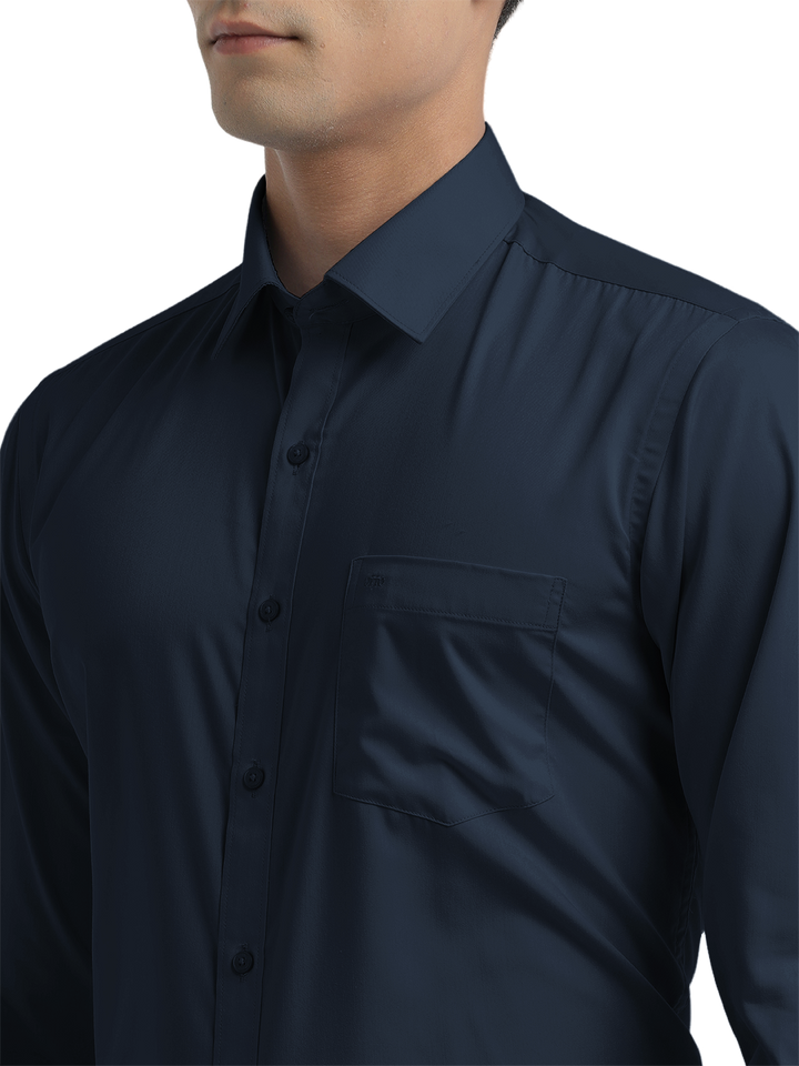 Navy Twill Wrinkle Free Solid Shirt