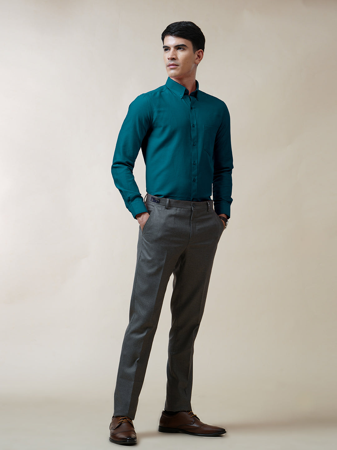 Teal Oxford Solid Shirt