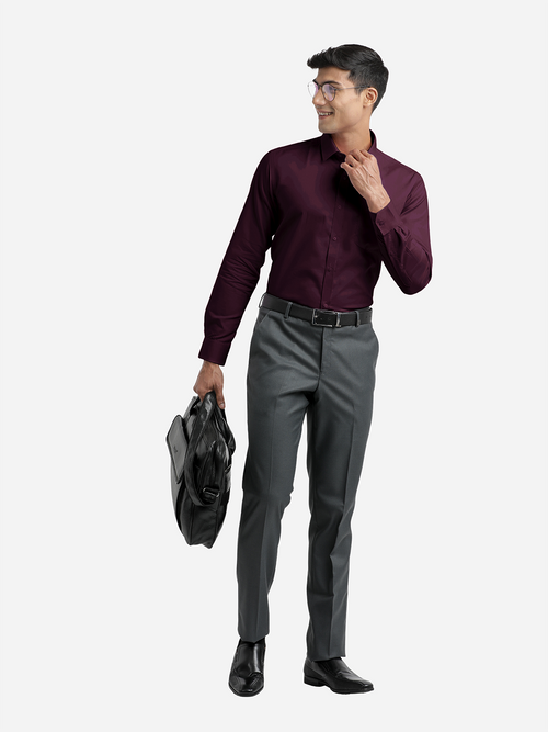 Wine Micro Dobby Solid Shirt