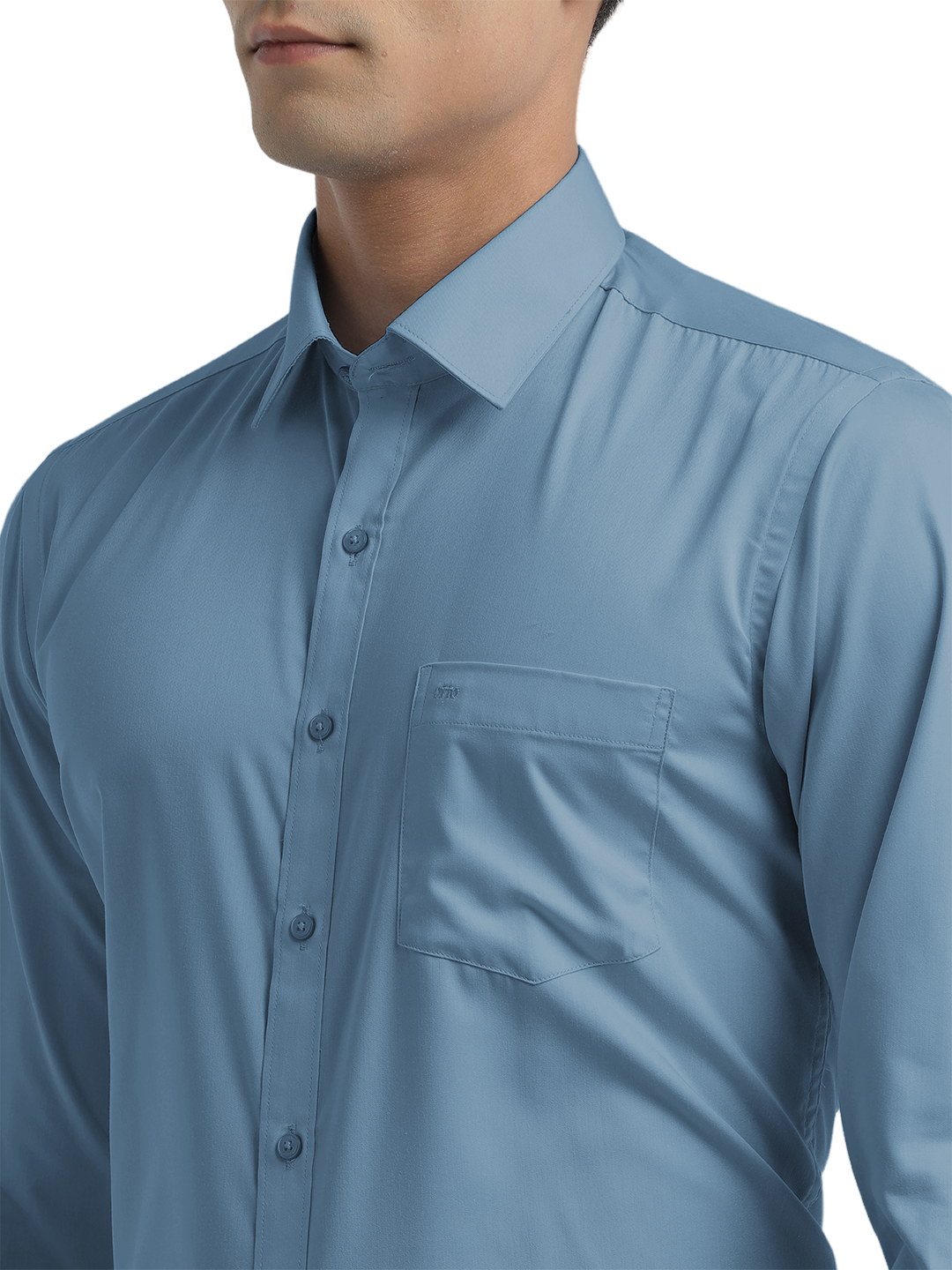 Steel Blue Twill Wrinkle Free Solid Shirt